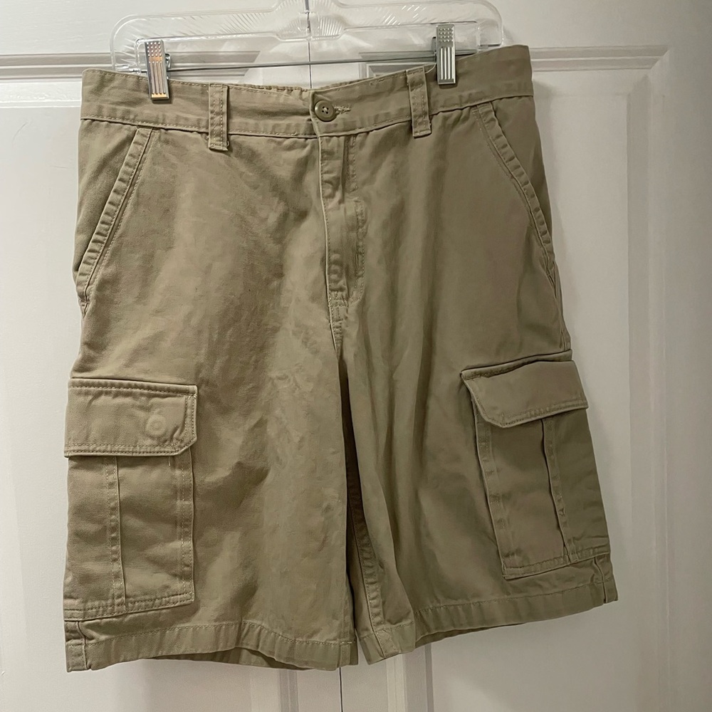 Faded Glory 100% Cotton Beige Cargo Shorts 32 Waist
